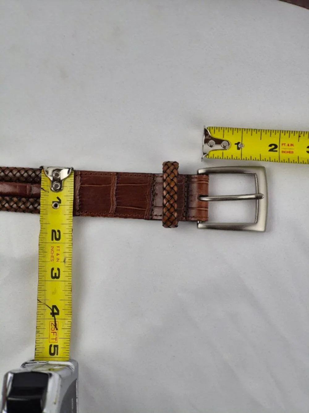 Brighton Braided Two Tone Leather Belt with Moc Croc Accents